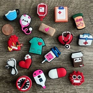JIBBITZ. Set of 18 Medical Themed Shoe Charms. Fits CROCS & similar.